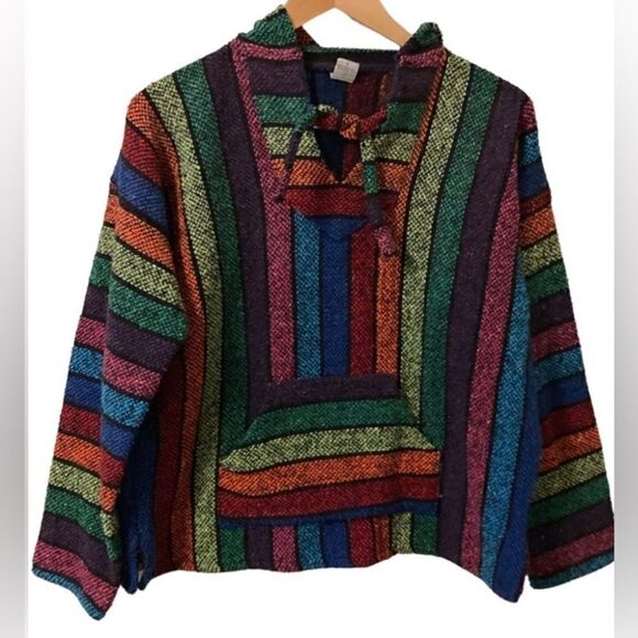 ART-MAZ Vintage Rainnbow Woven hoodie sweater Medium - Picture 5 of 5